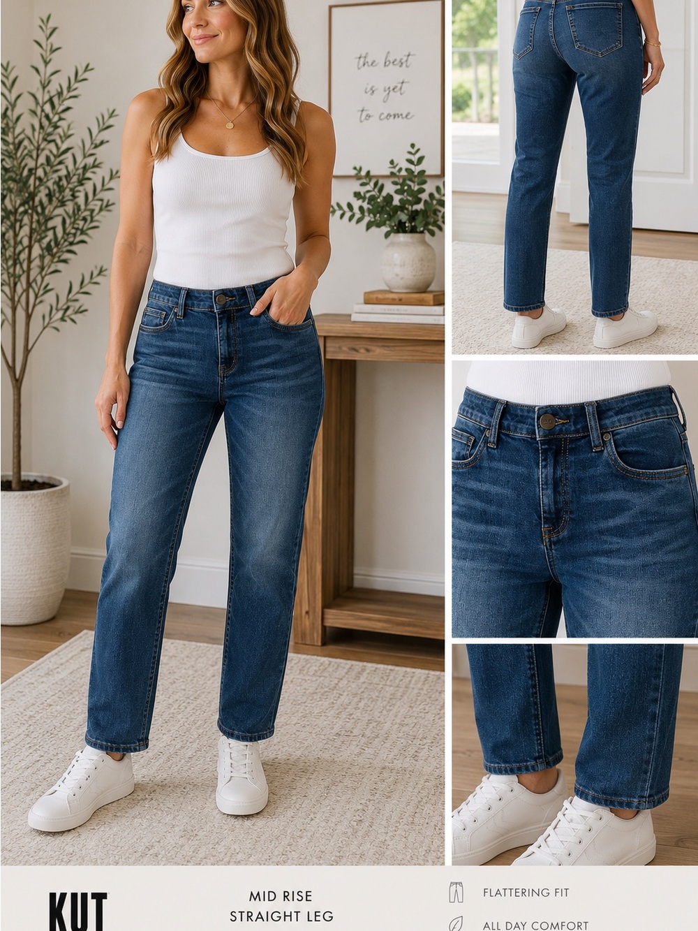 KUT from the Kloth Straight Leg Jeans Size 4 Medium Wash Stretch Denim